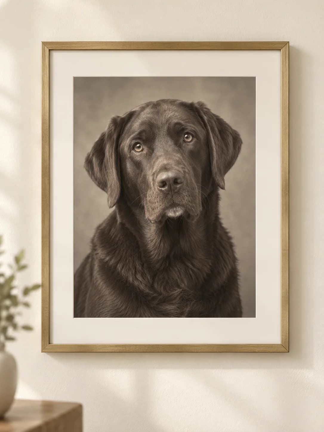 Forever in Our Hearts framed chocolate labrador portrait example