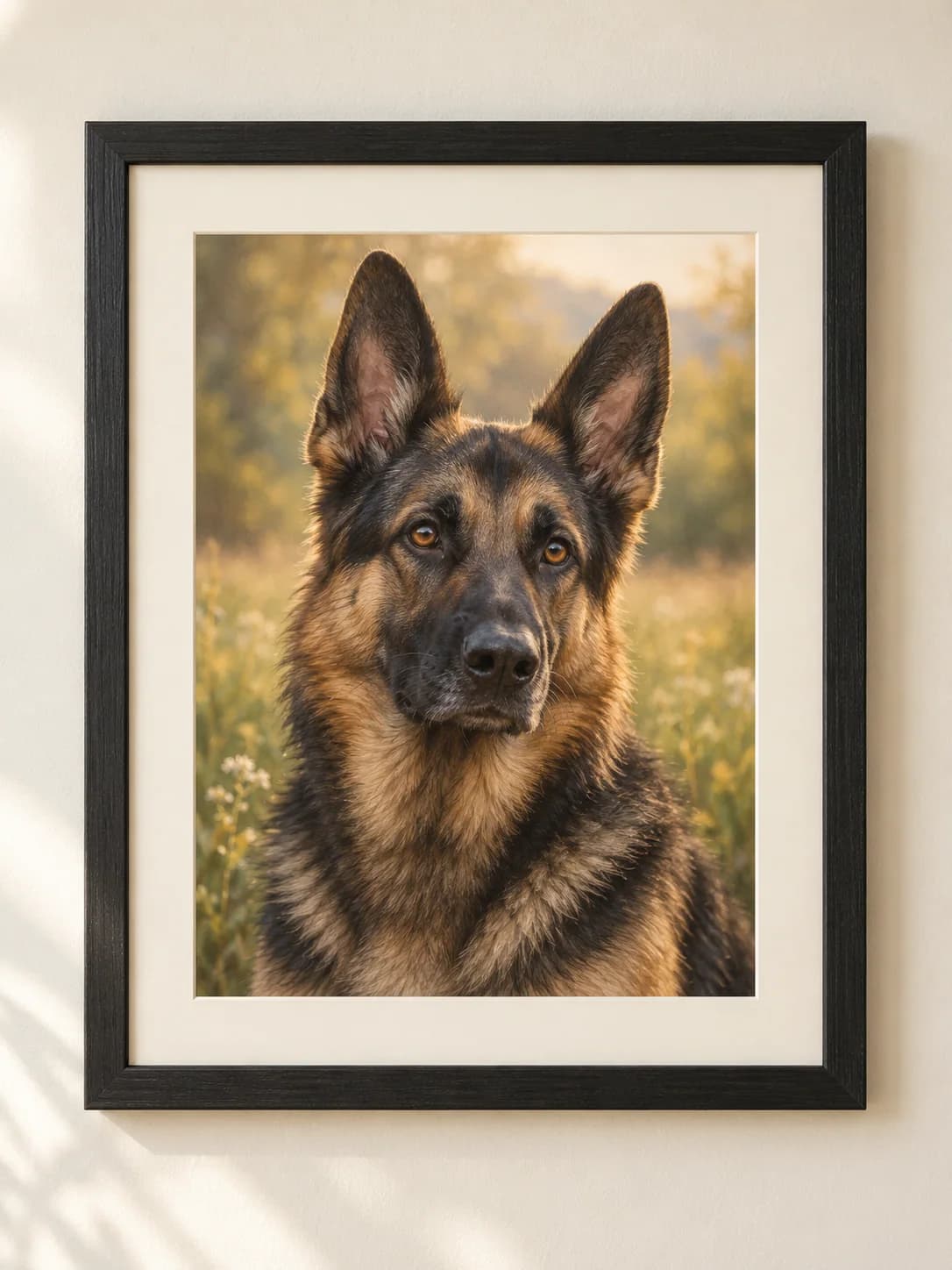 Rainbow Bridge framed german shepherd portrait example