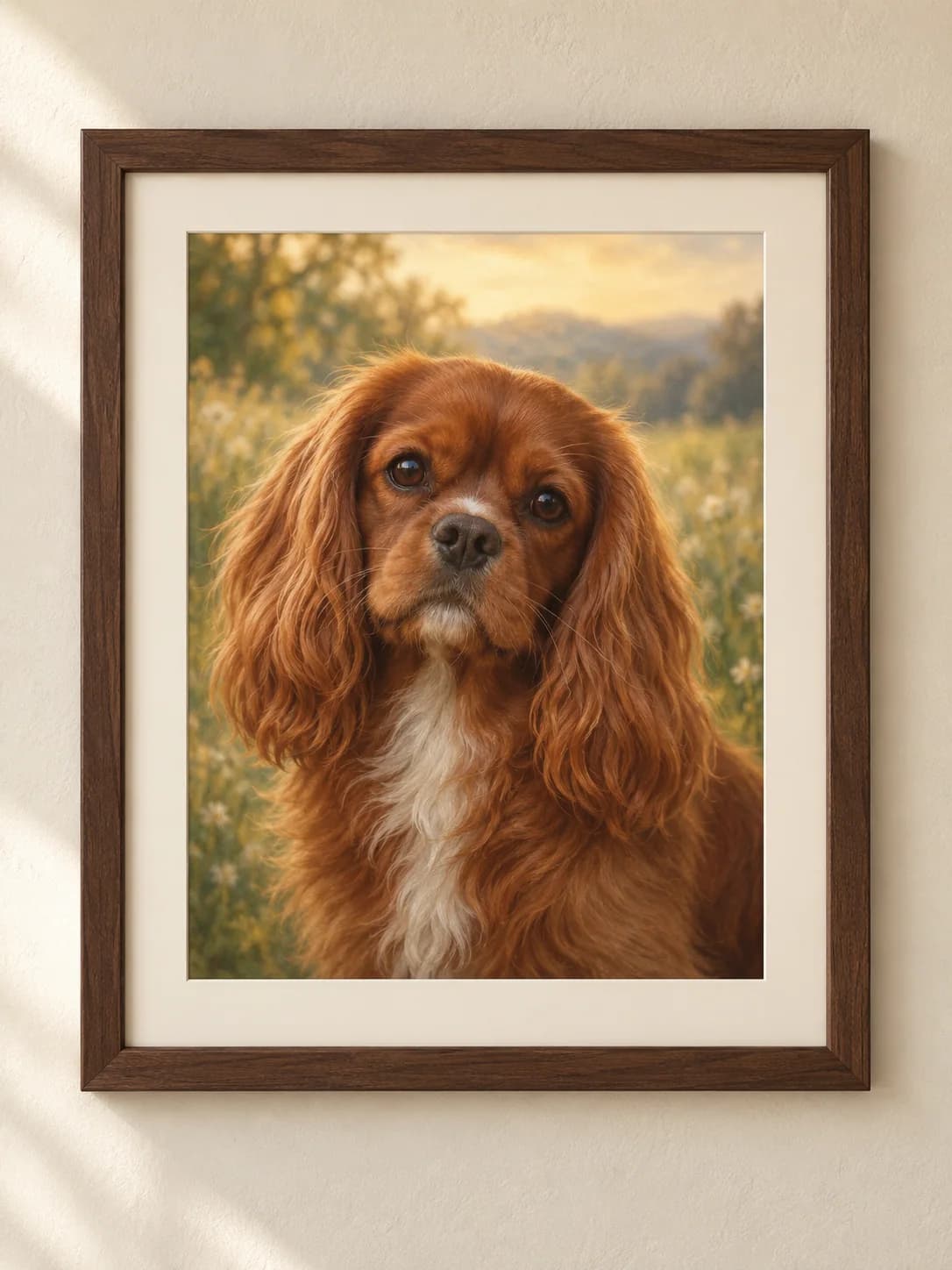 Rainbow Bridge framed ruby cavalier portrait example