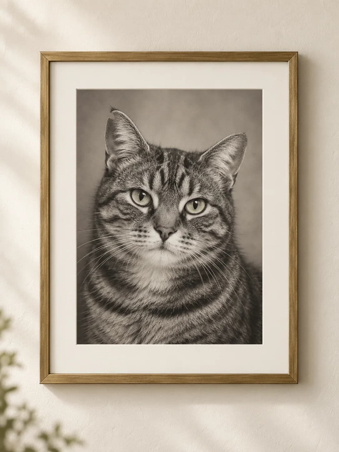 Forever in Our Hearts framed silver tabby cat portrait example
