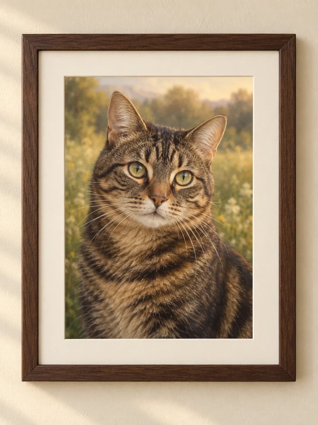 Rainbow Bridge framed brown classic tabby portrait example